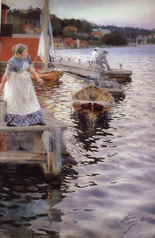 Anders Zorn Vagskvalp(Lappings of the waves) China oil painting art